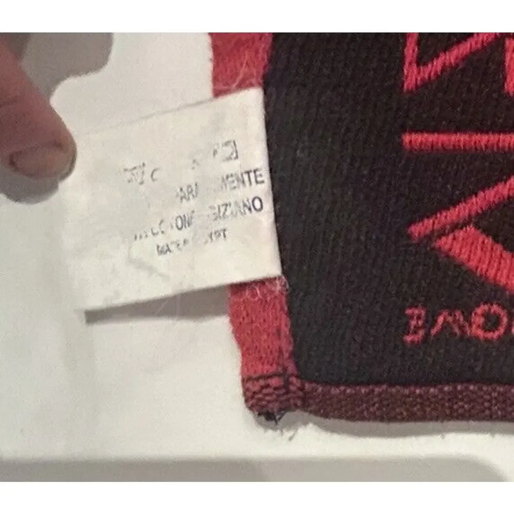 Vintage Krizia Home Bath Towel Red Black Post Modern Pattern Cotton